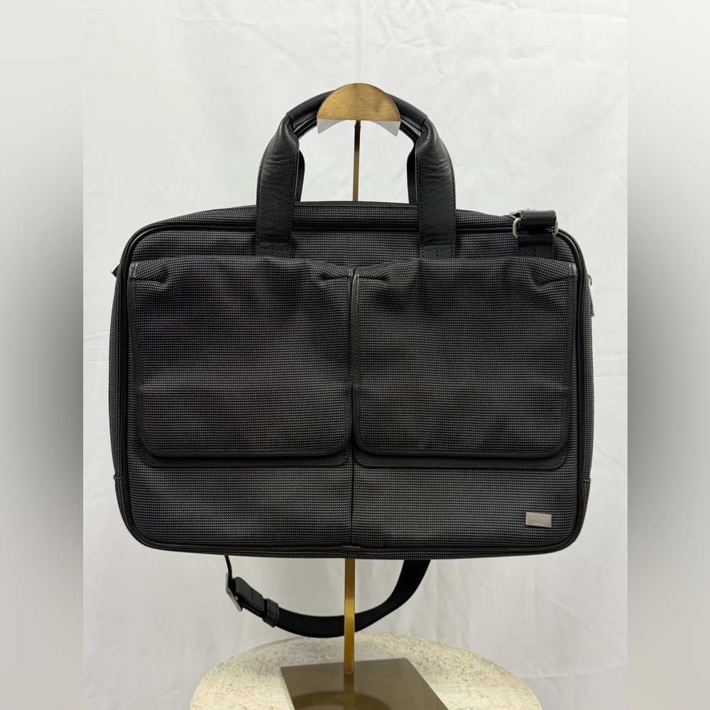 Vintage Dunhill Black Charcoal Briefcase Laptop Bag Leather Trim Strap